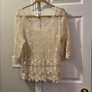 Breeze Ever Women's Cream Crocheted Top for Layering